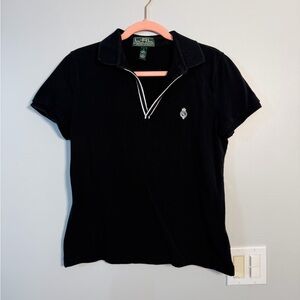 Ralph Lauren Black Active Polo Top Women’s Medium LRL Athleisure Golf